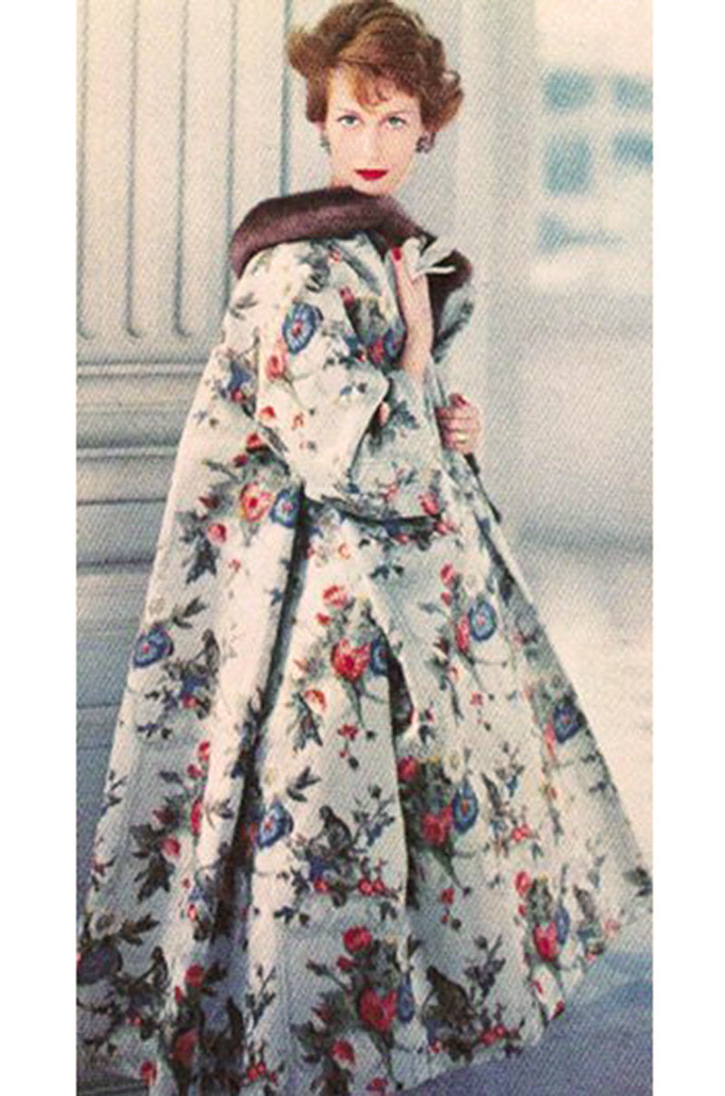 Documented 1957 Christian Dior Haute Couture Silk Monkey Print Coat