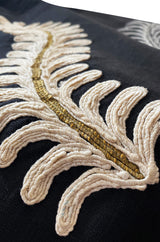 1950s Heavy Cotton / Canvas Strapless Dress  w Hand Applied Cord Applique