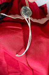 1980s Unlabeled Nina Ricci by Girard Pipard Haute Couture Red Silk & Net Leaf or Petal Dress