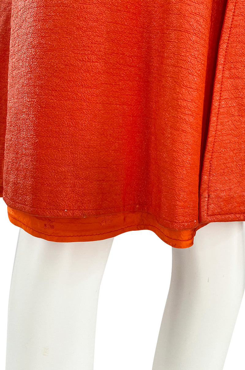 Iconic 1960s Andres Courreges Vivid Orange  & White Vinyl Coat or Dress w Original Belt