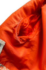Unusual 1960s Bill Blass Open Panel Gold & Coral Metallic Coat