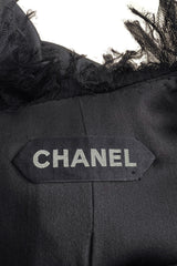 Iconic Fall 2000 Chanel by Karl Lagerfeld Haute Couture Black Silk Tulle Ruffle Evening Coat