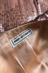 Fabulous 1980s John Anthony Couture Pink & Bronze Fully Sequinned Strapless Dress & Matching Jacket