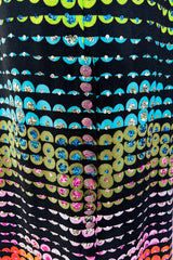 Amazing 1970s Unlabeled Valentina Inc. Rainbow Colored Elaborate Sequin & Bead Detailed Dress