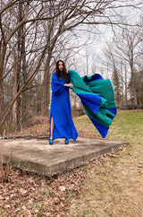 1971 Halston Couture Royal Blue Liquid Silk Bias Cut Caftan Maxi Dress