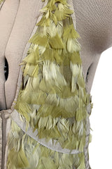 Exceptional Spring 2003 Gucci by Tom Ford Rare Runway Pale Yellow Feather Mini Dress