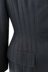 Incredible Fall 2000 Givenchy by Alexander McQueen Haute Couture Runway Pinstripe Three Piece Suit