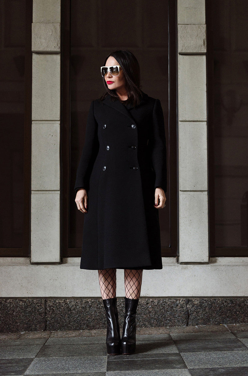 Documented Fall 1959 Givenchy by Hubert de Givenchy Haute Couture Chic Black Wool Coat