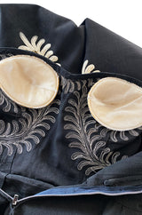 1950s Heavy Cotton / Canvas Strapless Dress  w Hand Applied Cord Applique