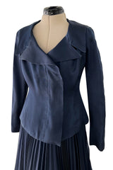 Incredible 1990s Chanel by Karl Lagerfeld Haute Couture Blue Organza Silk Dress & Jacket