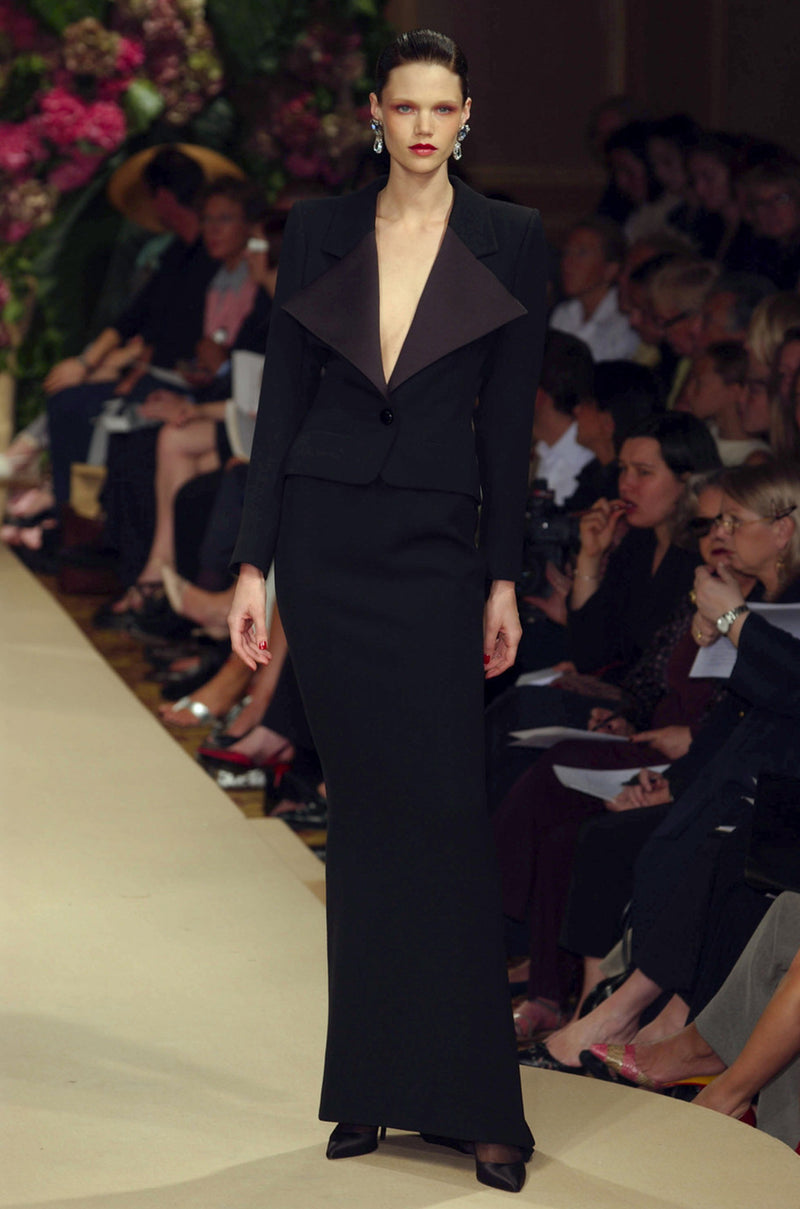 Documented Fall 2001 Yves Saint Laurent Haute Couture 'Le Smoking' Suit w Exaggerated Collar