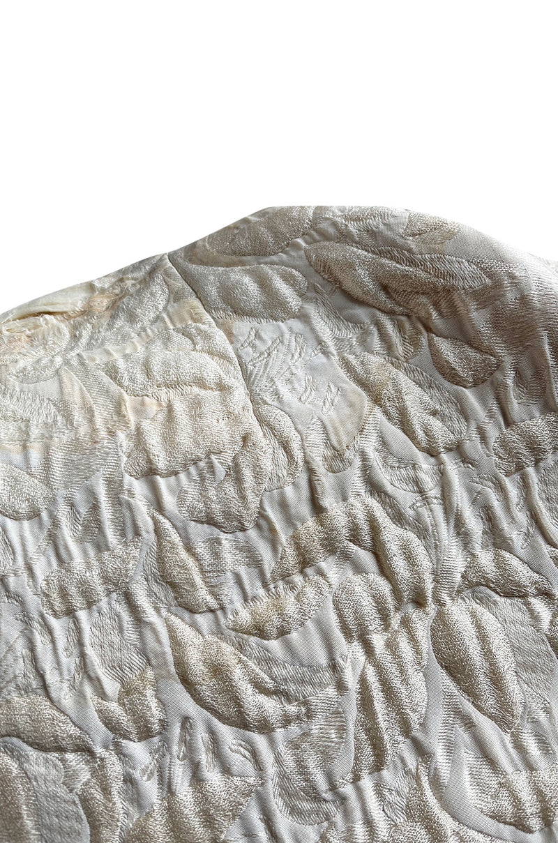 Gorgeous Fall 1965 Nina Ricci Haute Couture Ivory Silk  Brocade Coat w Soft Sheepskin Lining