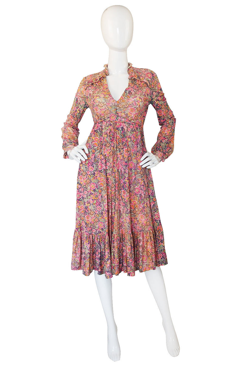 1970s Jody Soft Tee Pink Floral Dress