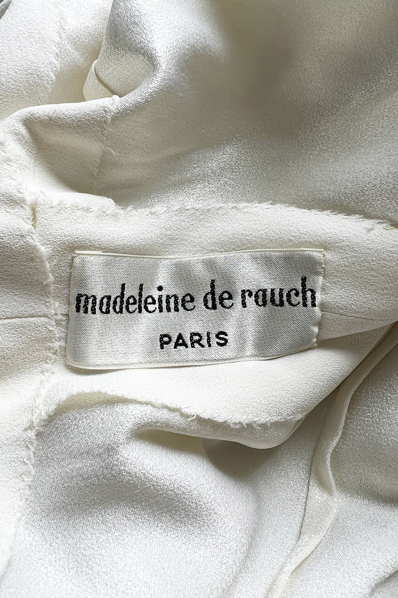 Fabulous 1960s Madeleine de Rauch Haute Couture Pearl White Sequin & Rhinestone Dress