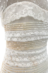 Prettiest 2012 Valentino Tiered Ivory Lace Net Dress w Tiny Sequin & Bead Detailing