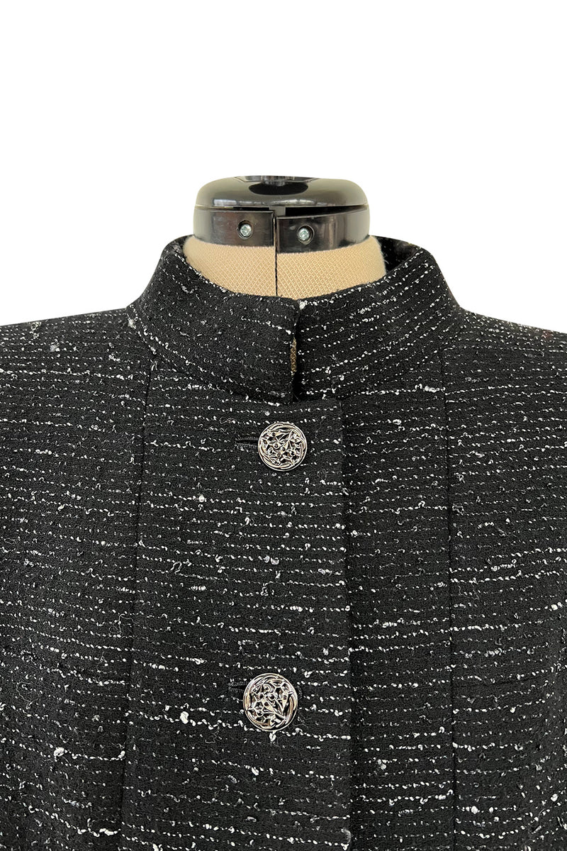 Chic Fall 2004 Chanel by Karl Lagerfeld Haute Couture Black & White Boucle Runway Dress & Jacket