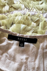 Spring 2003 Gucci by Tom Ford Rare Runway Look 27 Plunge Front Feather Mini Dress