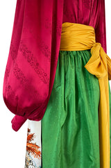 Documented Spring 1977 Emanuel Ungaro Haute Couture Brilliant Silk Skirt & Top Set