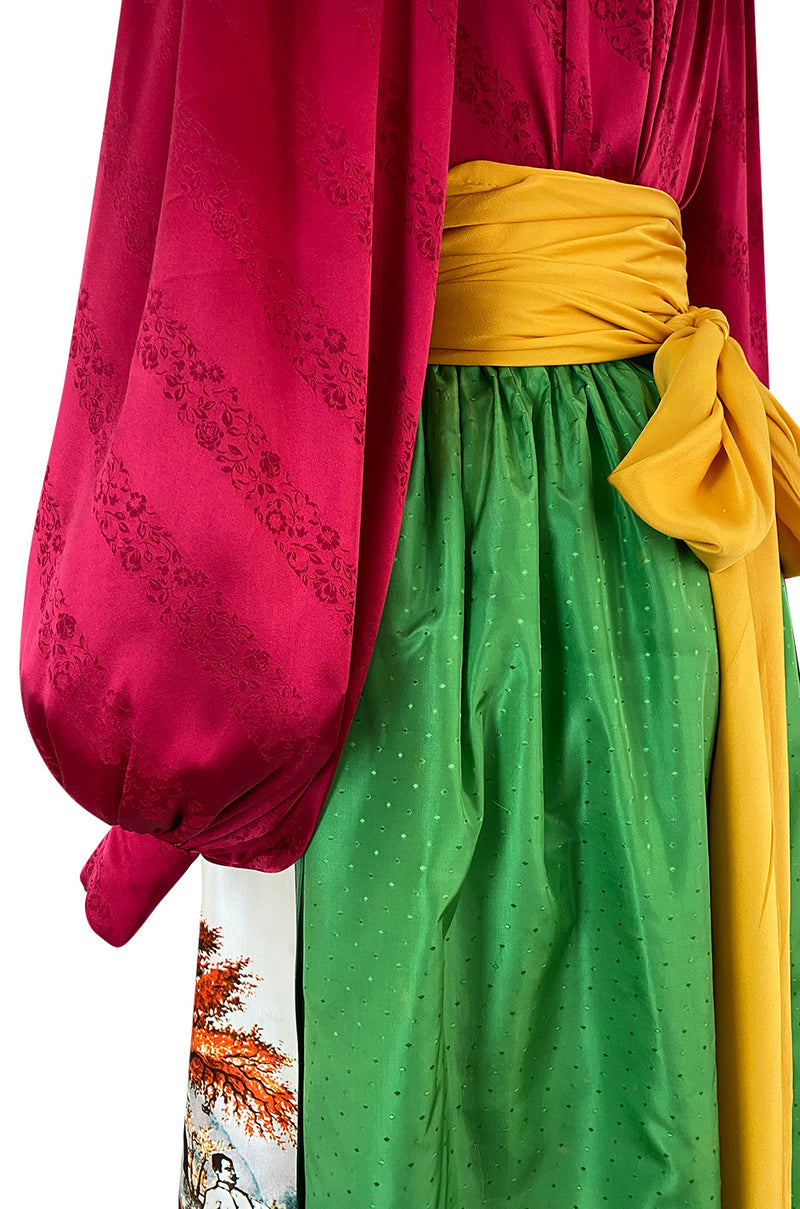 Documented Spring 1977 Emanuel Ungaro Haute Couture Brilliant Silk Skirt & Top Set