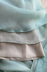 Spring 1976 Chanel Haute Couture Pale Turquoise Silk Chiffon Dress w PinTuck Gathered Front