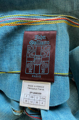 Resort 2002 John Galliano Denim Trench Coat w Embroidered Detailing