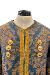Remarkable Late 1800s Charles H. Fox Theatre Costume Gold & Blue Brocade Great Coat