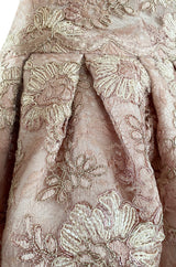 Fall 1994 Nina Ricci Haute Couture Metallic Cord Detailed Lace & Pink Silk Dress