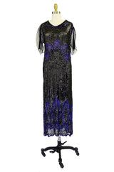 1920s Blue Peacock Sequin Flapper Dress