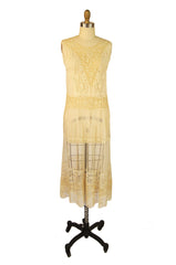 1920s Embroidered Flapper Net Dress