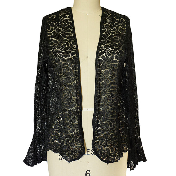 1920s Fine Soft Black Lace Cardigan Shrimpton Couture 1920s Fine Soft Black Lace Cardigan Shrimpton Couture