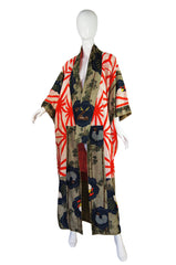 1930s Deer & Rooster Silk Under Kimono