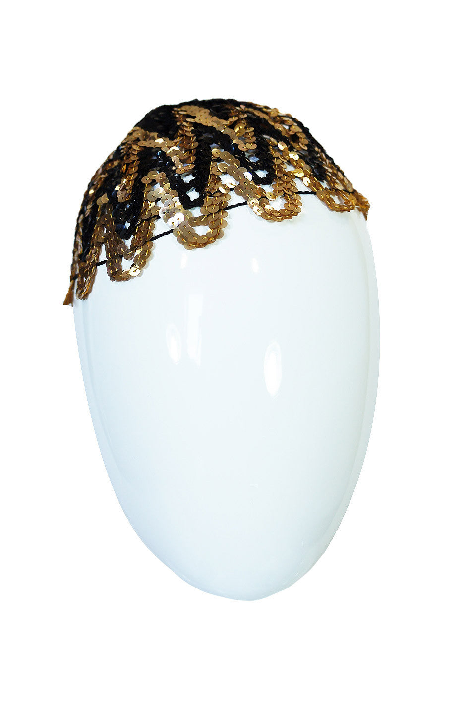1920s Rare Gold Gelatin Sequin Cap Shrimpton Couture