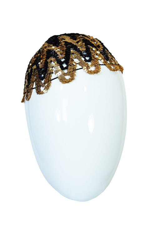 1920s Rare Gold Gelatin Sequin Cap