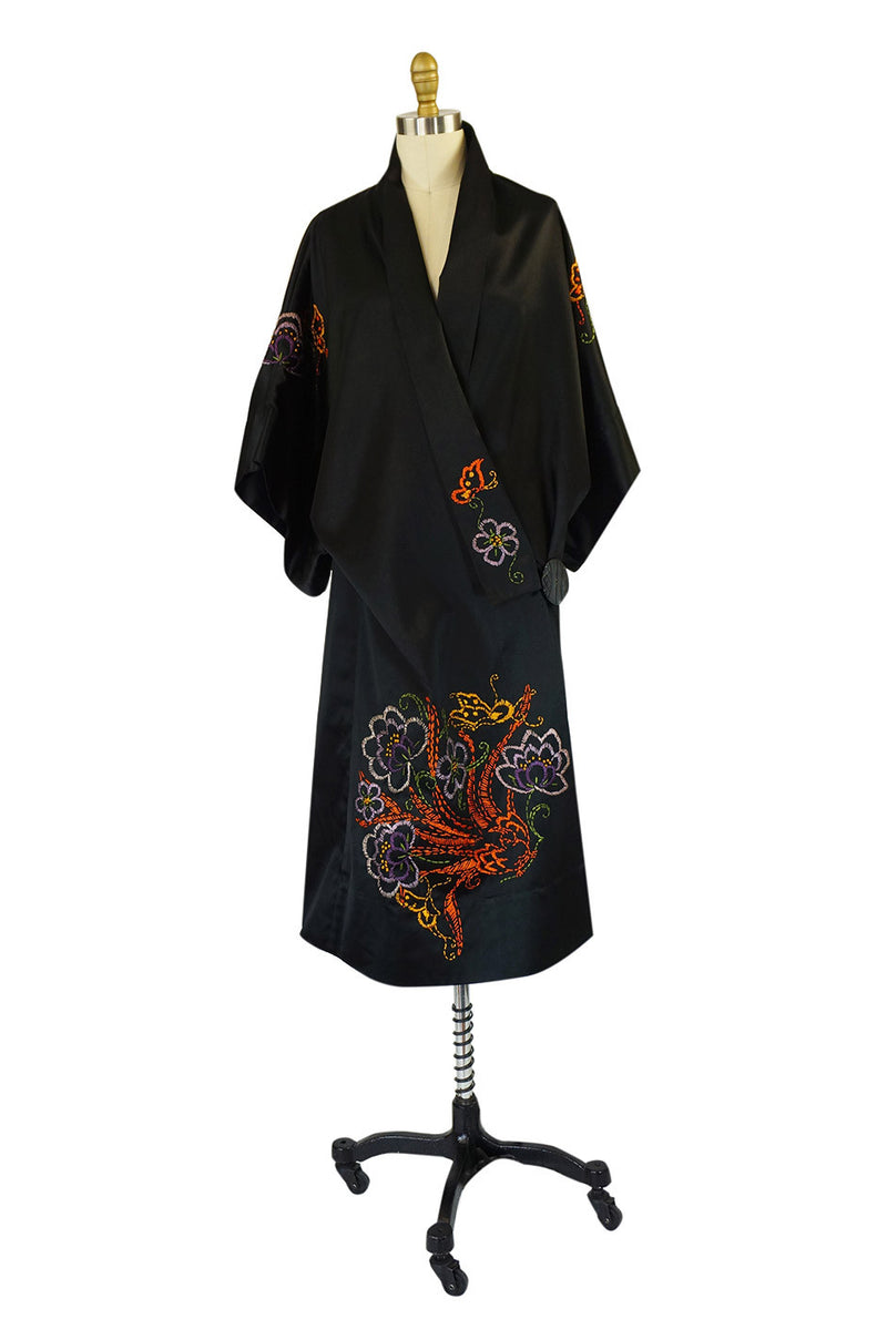 1920s Embroidered Silk Flapper Robe
