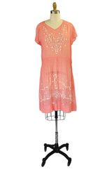 1920s Embroidered Pink Flapper Dress