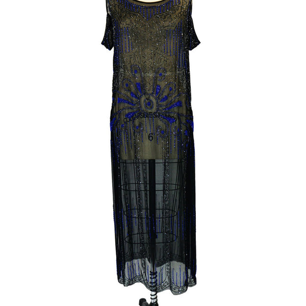 1920s Silk Blue Beaded Flapper Dress – Shrimpton Couture