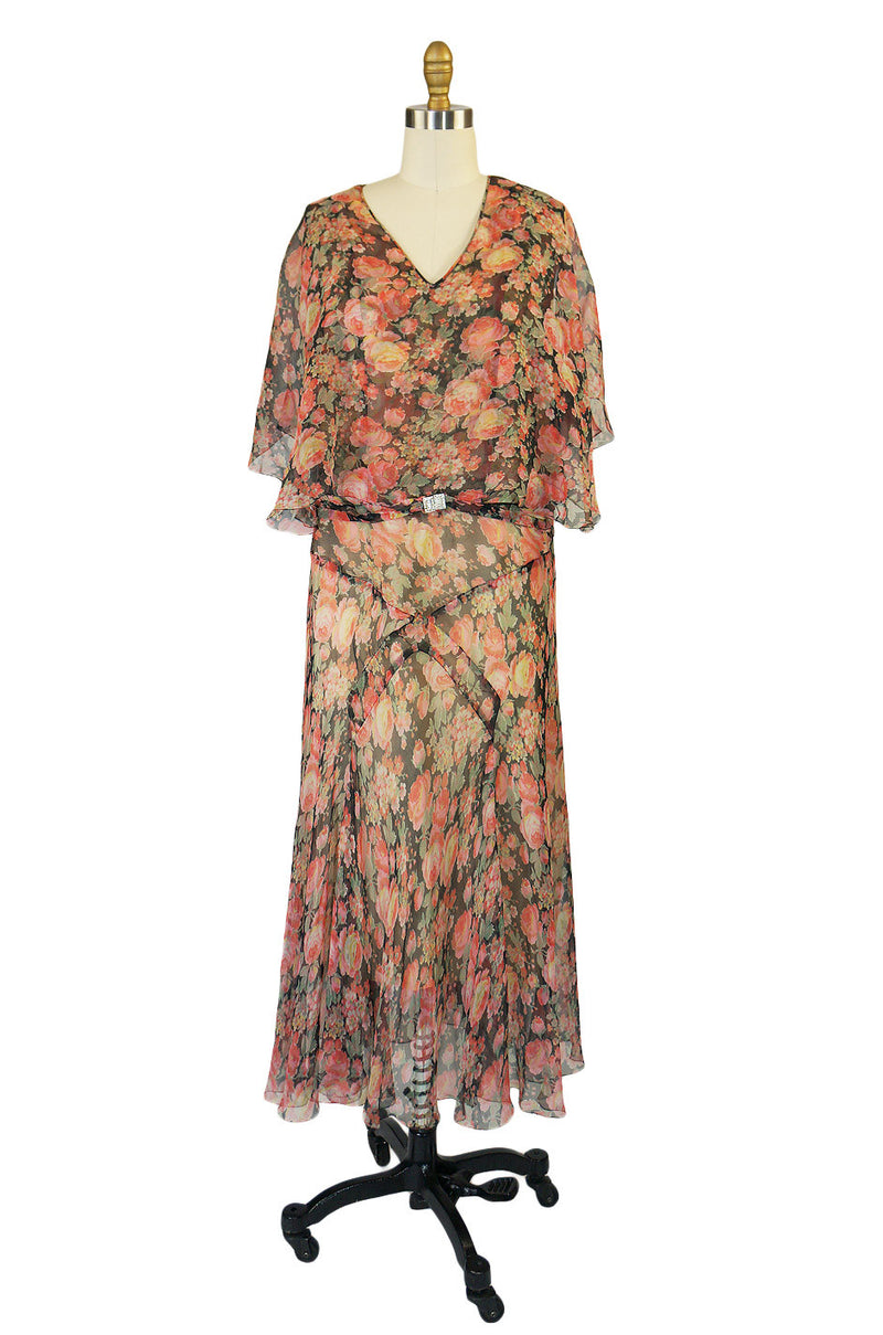 1920s Silk Chiffon Bias Cut Day Dress Shrimpton Couture 1920s Silk Chiffon Bias Cut Day Dress Shrimpton Couture