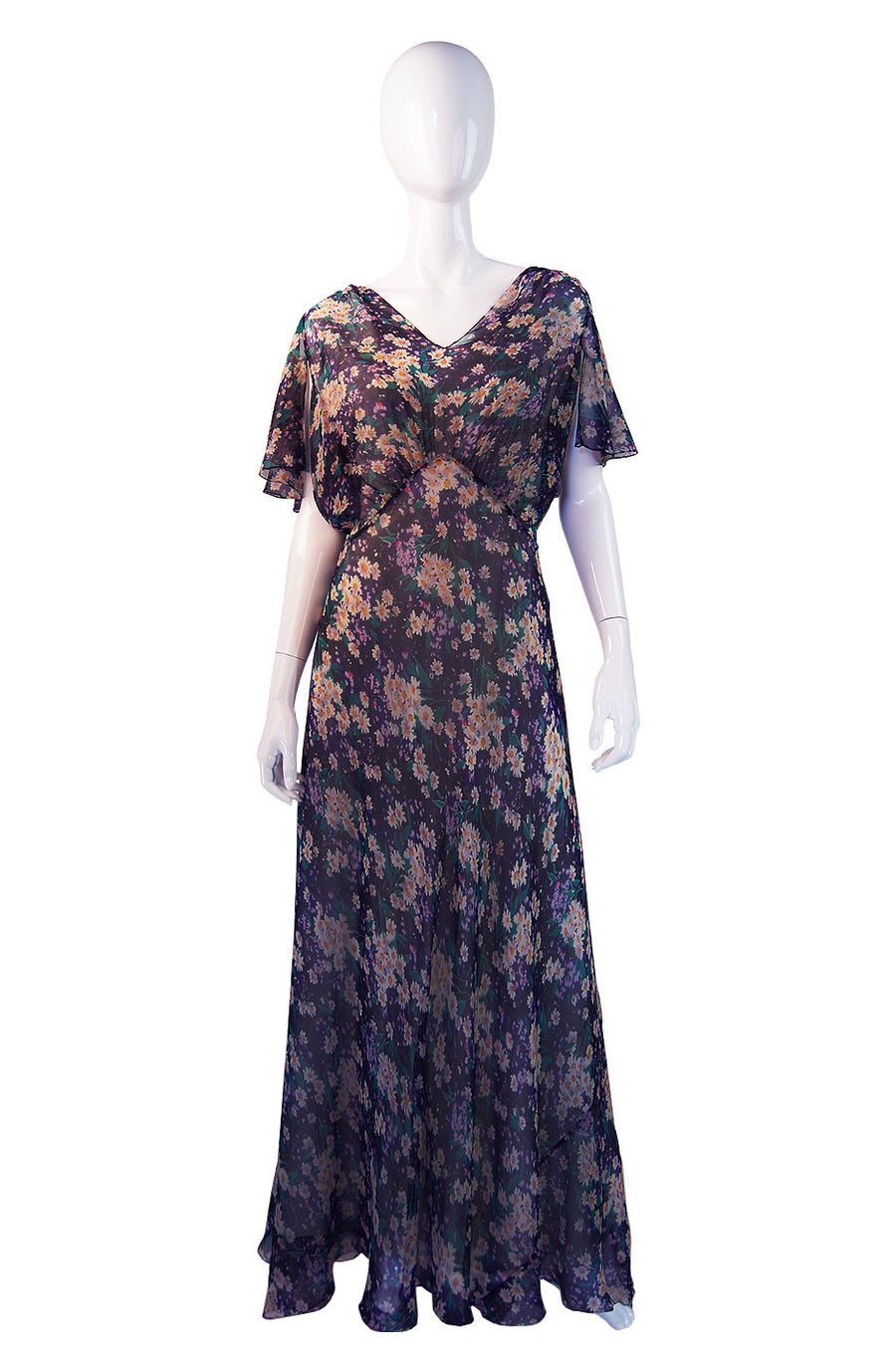 1930s Purple Floral Silk Chiffon Gown – Shrimpton Couture