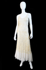 1930s Silk Yarn & Netting Bias Cut Gown