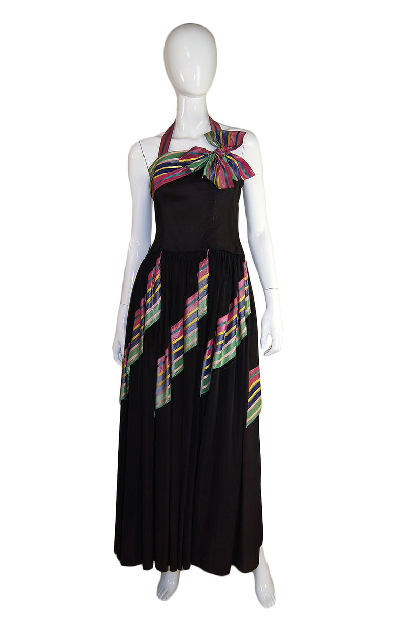 1940s Silk Taffeta Ribbon Gown