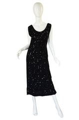 Early 1930s Sequin Silk Crepe Shift Dress