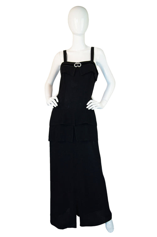 1940s Moss Crepe Halter Gown