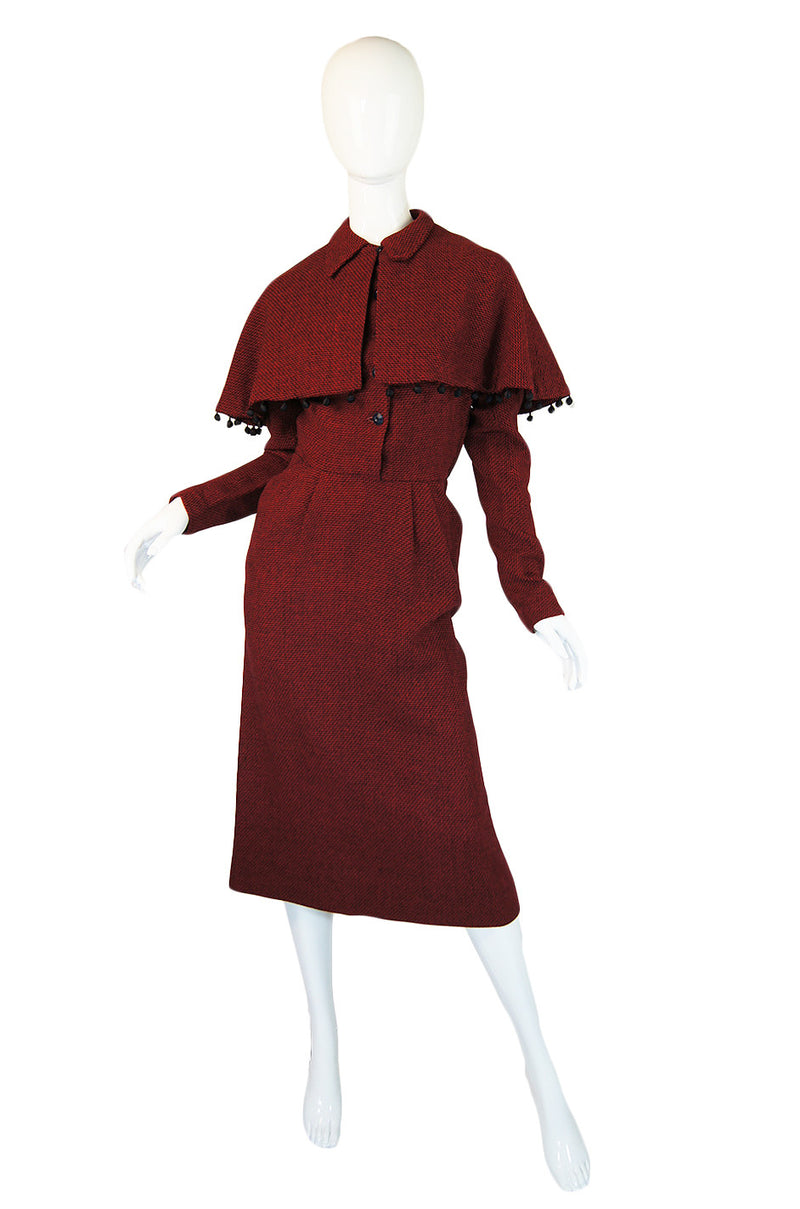 1940s Check Dress w Cape