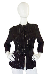 1940s Sequined Front Silk Crepe Top