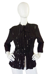 1940s Sequined Front Silk Crepe Top
