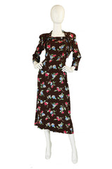 1940s Tiered Silky Rayon Swing Dress