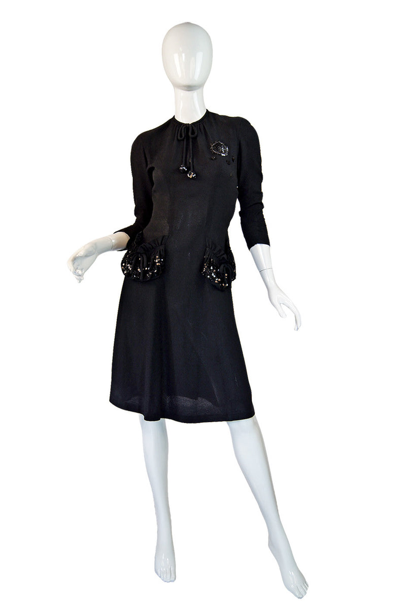 1940s Sequin Pocket R&K Swing Dress Shrimpton Couture 1940s Sequin Pocket R&K Swing Dress Shrimpton Couture
