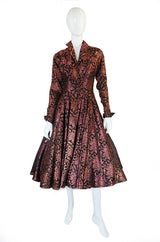 1950s Ceil Chapman Copper Silk Dress