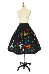 1950s Embroidered Mexican Castillo Skirt