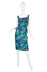 1950s Gigi Young Silk Print Wiggle Dress